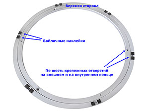 Механизм имеет отверстия для крепления к столу винтами М6, а к крутящемуся кругу - саморезами