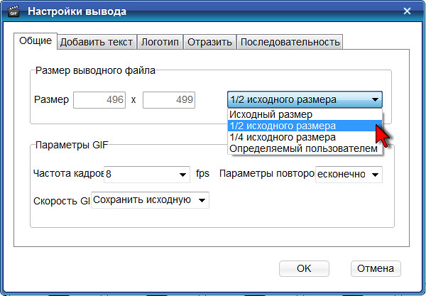 ThunderSoft Video to GIF Converter. Настройки GIF анимации Программа ThunderSoft Video to GIF Converter