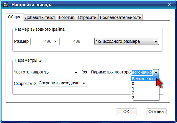 ThunderSoft Video to GIF Converter. Настройки GIF анимации Программа ThunderSoft Video to GIF Converter